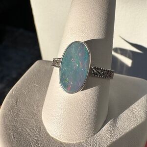 NWT Australian Opal in Bali sterling silver ring!